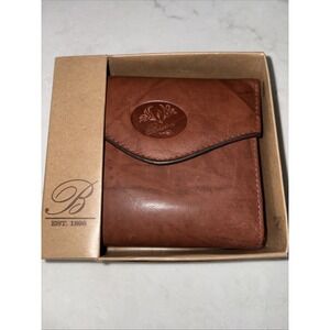 Buxton Brown Cowhide Leather Exterior Logo Vtg Women's Small Wallet Coin Purse